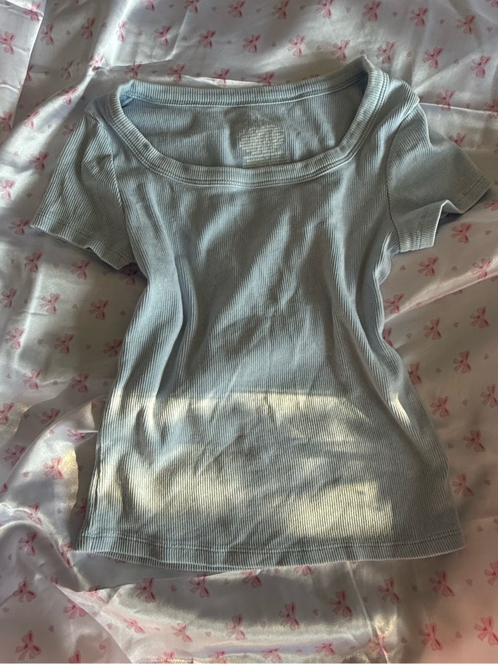 art class Light Blue Ribbed Scoop Neck Short Sleeve Tee